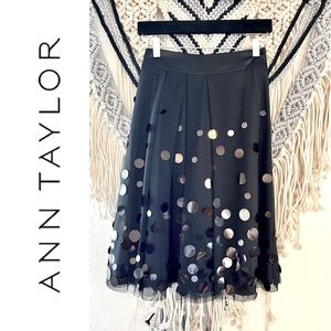 ANN TAYLOR black knee length full skirt SEQUIN SPARKLE